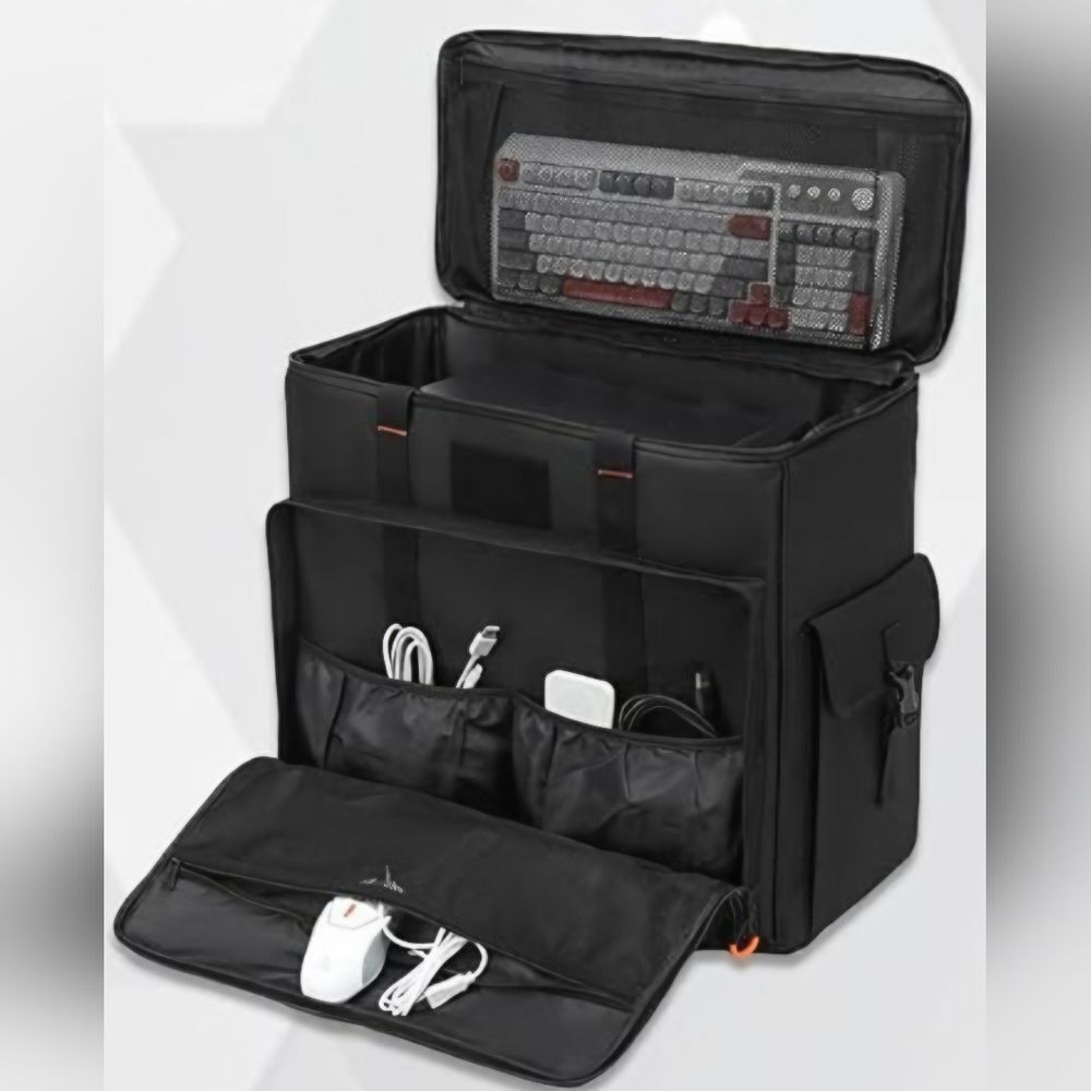 ☔️🩵⏭️NWOT Black Large Gaming Computer Case Travel Backpack/Bag